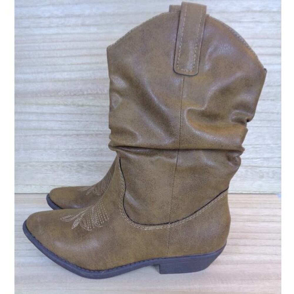 Style & Co. Dannaa Faux Leather Slouchy Western Boots Brown Womens Size 5.5